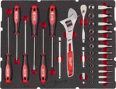 Milwaukee ¼˝ Gereedschapset inclusief ratel in PACKOUT™ Schuiminzetstuk - 35-delig - 4932480717