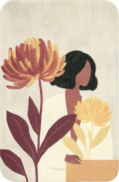 WC mat 40x60 cm - Antislip - Vrouw - Minimalistisch - Bloem - Toiletmat - Vloermat - Douchemat - Toilet tapijt - Toiletmatten