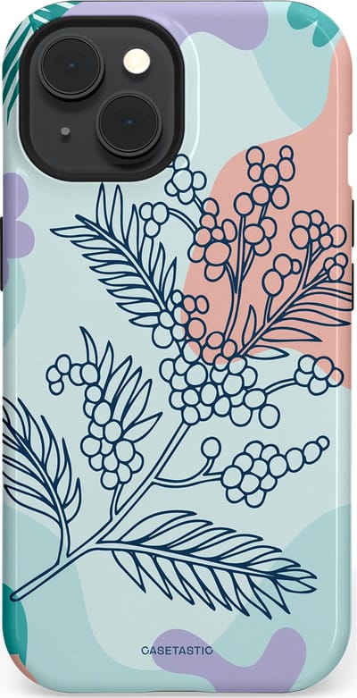 Casetastic Hoesje Geschikt voor Apple iPhone 15 Magsafe - Stijlvolle Beschermende Duo-layer Case - Aquarel Bladeren