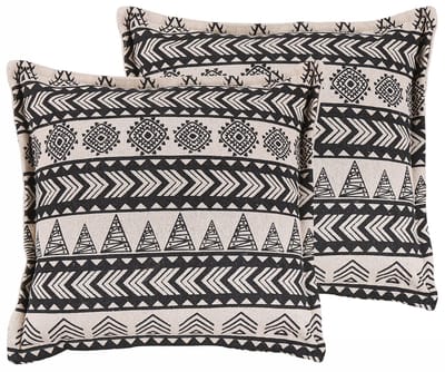 HENTEPE - Sierkussen set van 2 - Beige - 45 x 45 cm - Katoen