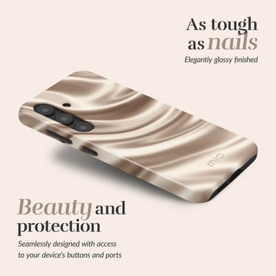 Mio by Mobilize Hoesje geschikt voor Samsung Galaxy S25 FE MagSafe Telefoonhoesje Hardcase | Mio by Mobilize Backcover | Geschikt voor MagSafe | Geschikt voor Draadloos Opladen met Magnetische Ring | Geschikt voor MagSafe Case - Silky Dreams | Goud