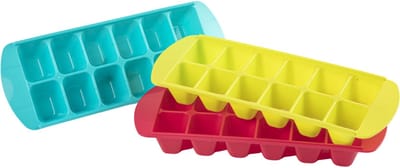 Plasticforte ijsblokjesvorm - 3x stuks - multi - 29 x 11 cm - ijsklontjes maken - mal