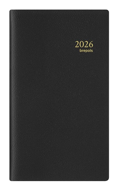 Brepols agenda 2026 - PLAN-O-RAMA [0.604] - GENOVA - 1 maand op 2 pagina's - Maandoverzicht - Zwart - 9.2 x 16 cm