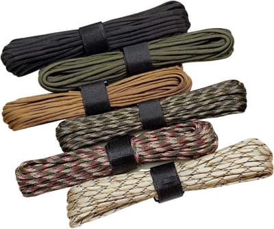 SnelShoppen - Pack van 6 Paracord 4 mm Hoogsterkte Nylon Koorden, 7 Kern Strengen, Scheurvast, Multifunctionele Touw voor Outdoor Camping, Tuin, DIY P