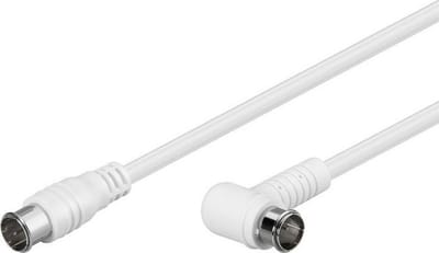 Goobay schuine SAT-antennekabel 1,5 m met 80 dB, vernikkelde contacten, dubbel afgeschermd, F-quick stekker naar haakse F-quick stekker 90°