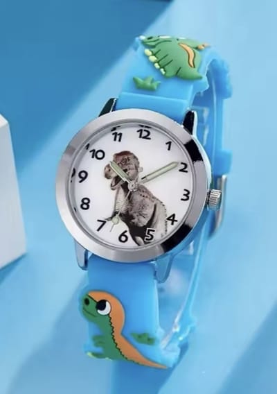 12Getit Dino horloge blauw siliconen band