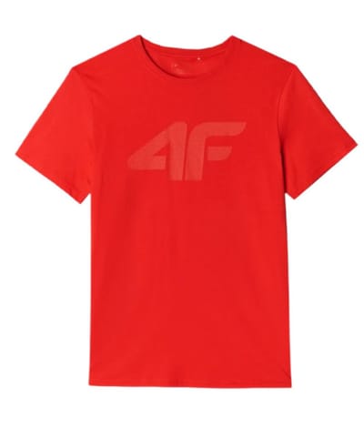 4F Heren T-shirt Katoen Rood Regular Fit Ronde Hals XL