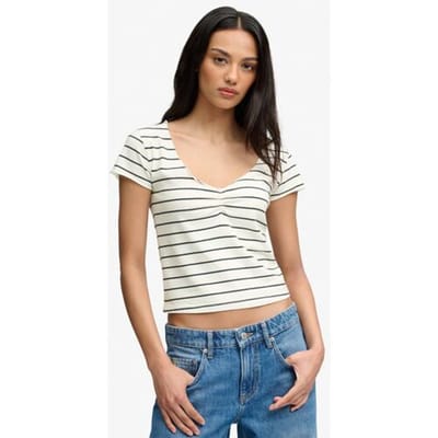 Superdry Athletic Essentials Top met Gerimpeld Patroon White Grootte: 34