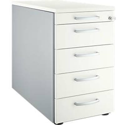 Schäfer Shop  Genius Vast ladeblok 13333, met ronde handgreep, B 435 x H 717 mm, wit/blank aluminium