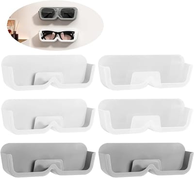 Brillenhouder Wandmontage - Zonnebril Organizer - Brillen Opbergen - Gladde Randen Geen Krasjes - 6 Stuks 17.5cm - Transparant Wit Grijs