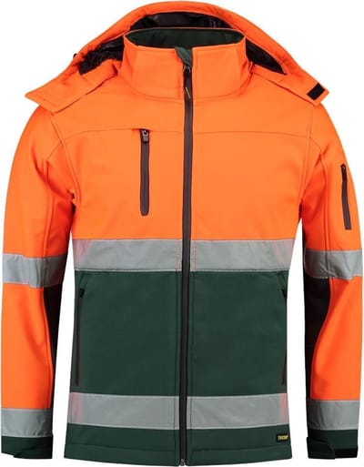 Tricorp Soft Shell jack EN471 Bi-color - Workwear - 403007 - Fluor Oranje-Groen - maat 5XL