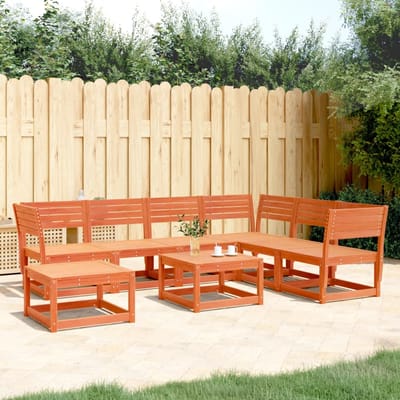 vidaXL - 7-delige - Loungeset - massief - grenenhout - wasbruin
