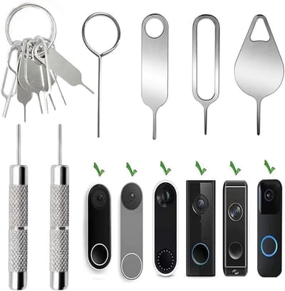 8-delige Beveiligingspin Verwijder Tools voor Videodeurbellen met 2 Verwijderpinnen en Sleutelhanger, Geschikt voor Arlo, Eufy en Nest, Handig en Duurzaam Accessoire