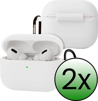 Case - Geschikt voor Apple Airpods Pro 3 - Siliconen Hoes met Clip - Silicone Hoesje Cover - Wit