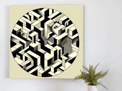 Abstract escher schilderij | Geometrische illusie: een moderne interpretatie van Escher's abstracte werk | Kunst - 30x30 centimeter op Canvas | Foto op Canvas