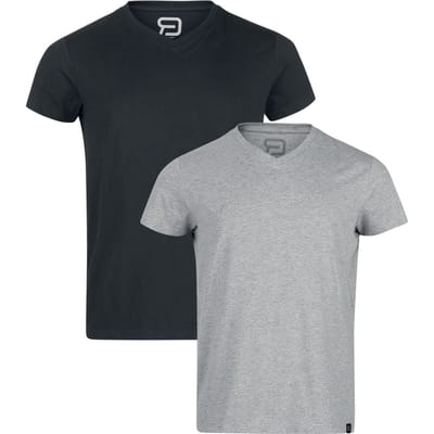 R.E.D. by EMP T-shirt - Set van 2 T-shirts - S tot M - voor Mannen - zwart-grijs