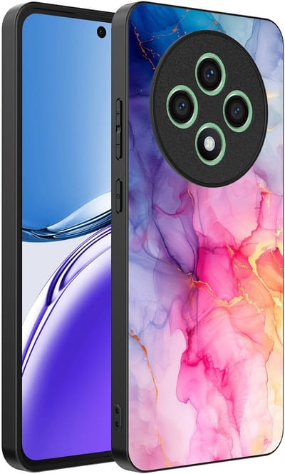 Smartphonica Telefoonhoesje Geschikt voor Oppo Reno 12F met marmeropdruk - TPU backcover case marble design - Regenboog geschikt voor Oppo Reno 12F