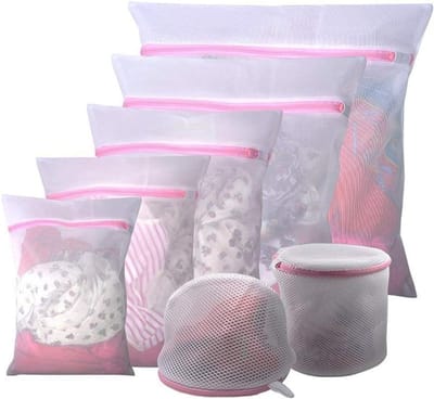 Wassen Zakken - Kleding Beschermers - Kleding Beschermen - Fijnmazig Mesh - 7 Stuks - Wit
