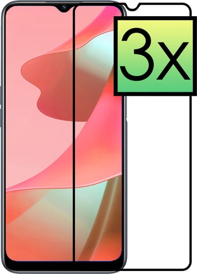 Screenprotector - 3 Stuks - Geschikt voor OPPO A16s - Full Cover - Beschermglas - Gehard Glas - Tempered Glass - Screen Protector