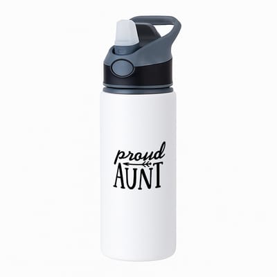 Hacebo® - Proud aunt waterfles met rietje zwart - Tante - tante - Verjaardag tante - trots - cadeautje - kado - geschenk - water fles - 650ML