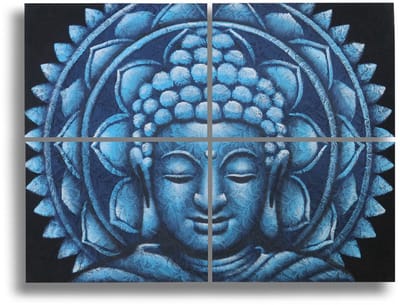 Blauwe Boeddha Mandala Brokaat Detail 30x40cm x 4