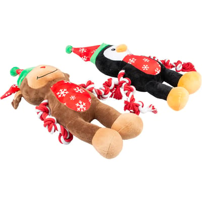 Duvoplus - Hond - Xmas Pluche Pinguïn & Rendier 43x39x10cm Gemengde Kleuren - 162182