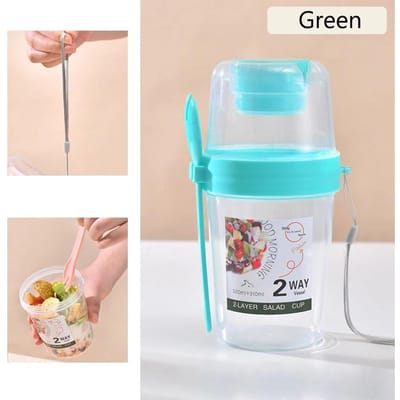 1 Stuk Ontbijt Fruit Haver Yoghurt Saladebeker Met Deksel En Lepel Dubbellaags Voedselopslag Bento Box Fitness Vetarm Taps Toelopende Kom 500ml white