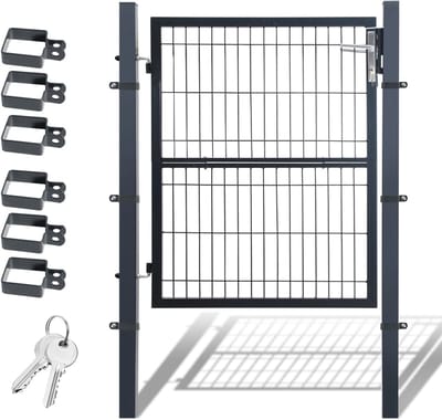 Tuinpoort 100 x 100 cm - Robuuste Hekpoort van verzinkt Staal met Slot en Sleutels - Groen