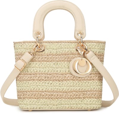 Giuliano kunststof rieten handtas Alba - Dames - Beige