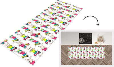 Keukenloper - Loper keuken - School - Konijnen - Dieren - Kinderen - Patronen - 150x50 cm - Keukenloper vinyl