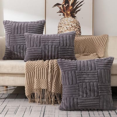 Housses de coussin décoratives pour canapé Housse de coussin taie d'oreiller Tricot Fourrure Housse d'oreiller de bureau pour canapé Housse de coussin lombaire 30X50 45X45 50X50cm 45x45cm