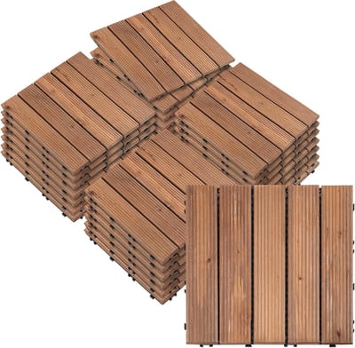 Houten Terrastegels - Vlondertegels Hout - Buiten Vloeren - Kliksysteem Eenvoudig - 30x30cm 27 Stuks - Bruin