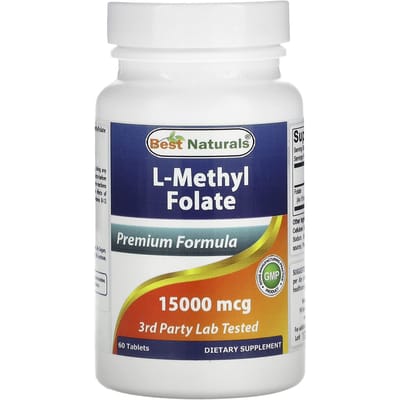 Best Naturals, l-Methyl Foliumzuur, 15.000 mcg, 60 Tabletten