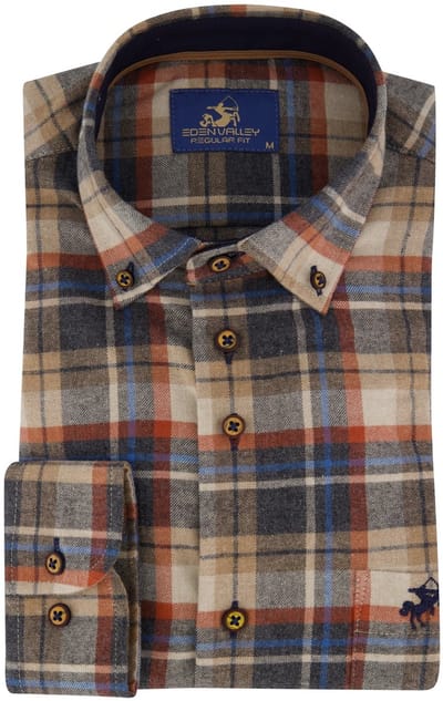 Geruit Eden Valley overhemd blauw normale fit