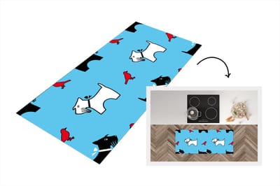 Keukenloper - Loper keuken - Hond - Vogel - Dieren - Patronen - Kinderen - 120x50 cm - Keukenloper vinyl