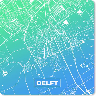 Muismat 20x20 cm - Mousepad Stadskaart - Delft - Nederland - Muismatten