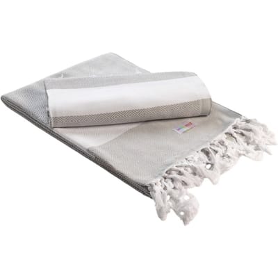 ARTG Hamamzz Marmaris Deluxe Handdoek (Lichtgrijs/Wit)