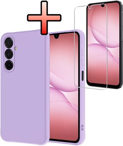 Hoesje - Met Screenprotector - Geschikt voor Samsung Galaxy A17 - Sterk & Shockproof - Back Cover - Siliconen Case - Telefoon Hoes - Lila