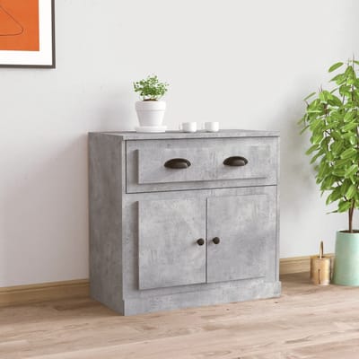 vidaXL - Dressoir - 70x35,5x67,5 - cm - bewerkt - hout - betongrijs