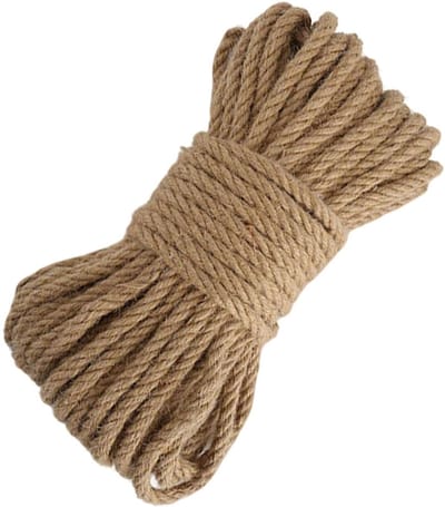 20M Natuurlijk Jute Touw 10MM Natuurlijk Henneptouw van Jutevezels, Robuust Koord voor Knutselen voor Tuin, Krabboom, doe-het-zelf Knutselwerk, Decoratie
