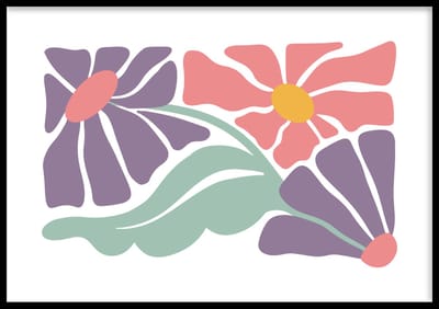 Poster Abstract Matisse flowers - Abstracte poster - 40x30 cm - Exclusief lijst - WALLLL