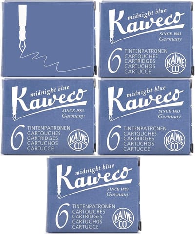 Kaweco Vulpen vullingen 5 doosjes Midnight Blue, Blauw-Zwart