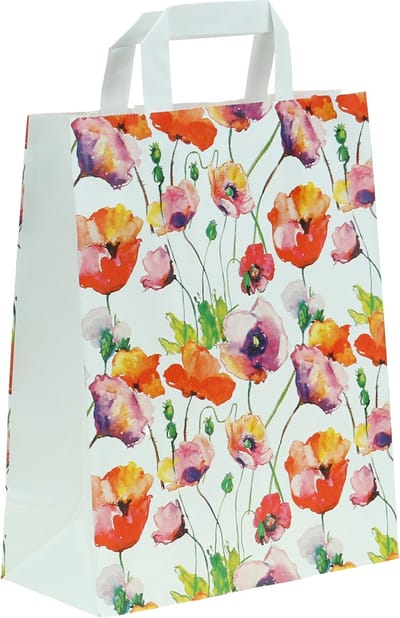 10 x Draagtassen "Lente" Van Gekleurd Kraftpapier Met Platte Oren 22x10x28cm / Kraft Papieren Tasjes Met Handvat bloemen/ Cadeautasjes met vlak handgrepen / geschenkzakjes ideaal voor verjaardag, winkelen,bruiloft