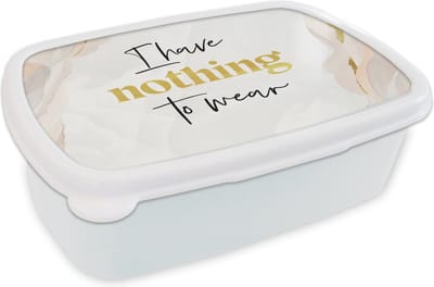 Broodtrommel Wit - Lunchbox - Brooddoos - Kids - Quotes - I have nothing to wear - Kleding - 18x12x6 cm - Volwassenen