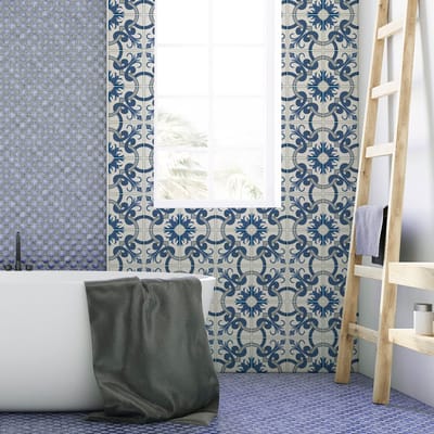 Zelfklevende tegelmuurstickers voor keuken en badkamer - 24 tegelstickers, Azulejos Porzia-stijl - 24 stickers, 10x10 cm