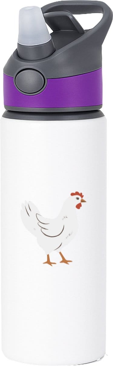 Hacebo® - Kip waterfles met rietje paars - Kippen - Dieren liefhebbers - Haan - kinderboerderij - vogels - water fles - 650ML