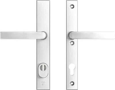 AXA Veiligheids Deurbeslag set - Edge Plus - Deurkruk Aluminium - Kruk/Kruk - SKG3 - PC92 met kerntrekbeveiliging - Smal Schild