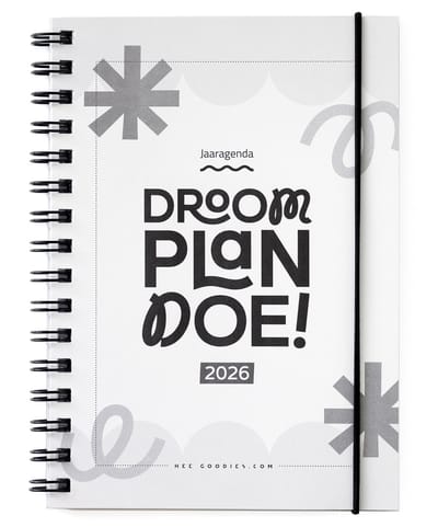 Agenda 2026 A5 volwassenen met ringband – zwart wit jaaragenda doelen planner weekagenda 2026