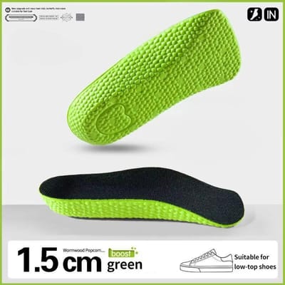 1 Paar Hoogteverhogende Inlegzolen voor Mannen Vrouwen Schoenen Platte Voeten Boogondersteuning Orthopedische Inlegzolen Sneakers Hakverhoging Halve Schoenpads 1.5cm green