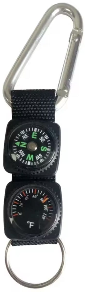 Kompas met thermometer - Survival sleutelhanger - Sleutelhanger met kompas en thermometer - 3-in-1 Tool voor - Klimmen - Nylon - Karabijnhaak - Survivaltool - Kamperen